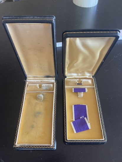 WWII U.S. Purple Heart / Silver Star Medal Boxes.