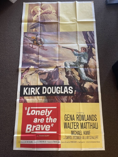 1962 "Lonely Are the Brave" 3-Sheet Movie Poster.