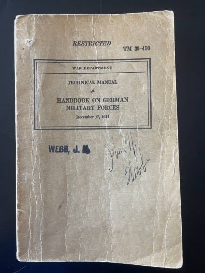 WWII 1941 Handbook on German Military Forces.