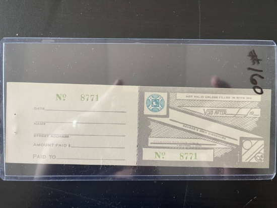Antique KKK / Ku Klux Klan Membership Card w/Stub.