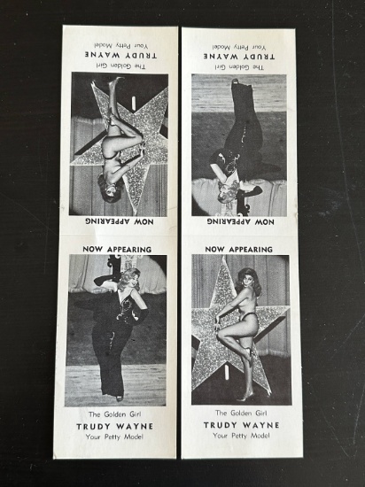 (2) Antique Burlesque Dancer Trudy Wayne Table Cards.