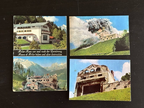 3 Cards Representing Hitlers House Being Blown up