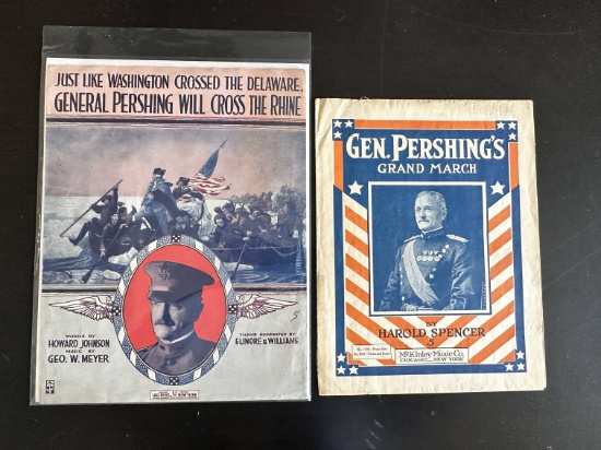 (2) WWI Piece Sheet Music with General Pershing.