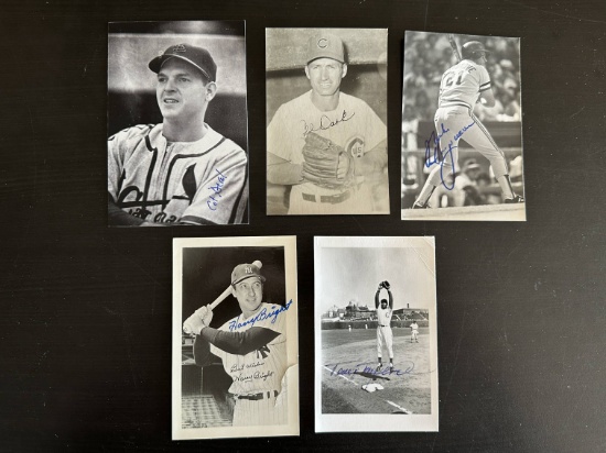 (5) Vintage Old Baseball Player Autographs.