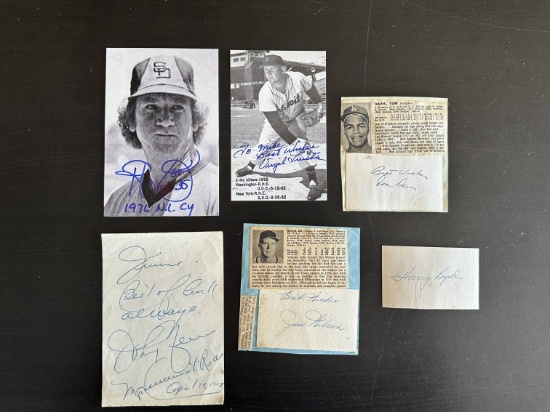 (5) Vintage Old Baseball Player Autographs.