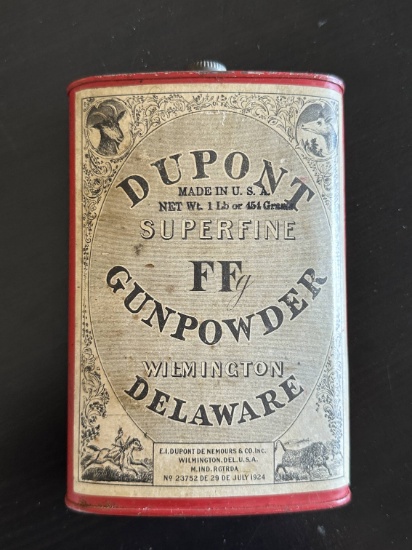 Empty Antique Dupont FF Gunpowder Tin.
