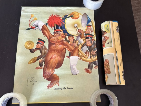 Vintage Lot of Lawson Wood Monkey Calendar Pages