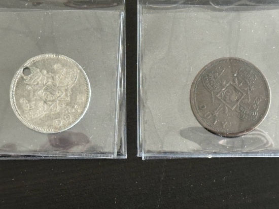 (2) Antique KKK Membership Tokens. Scarce items.