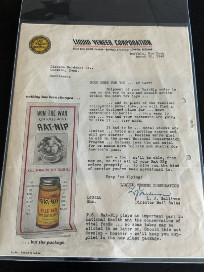 WWII 1942 Rat Poison Advertising Sheet. Anti-Japanese undertones.
