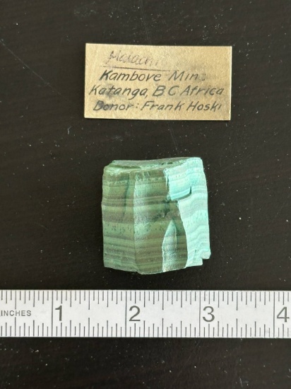 Kambove Mine - Africa Malachite Specimen From Old Museum Collection.