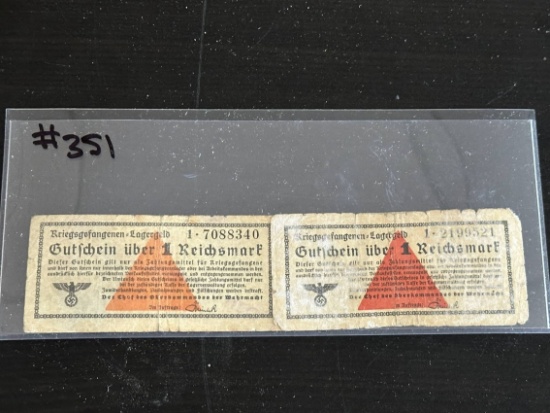WWII German P.O.W. Camp Currency - Notes.