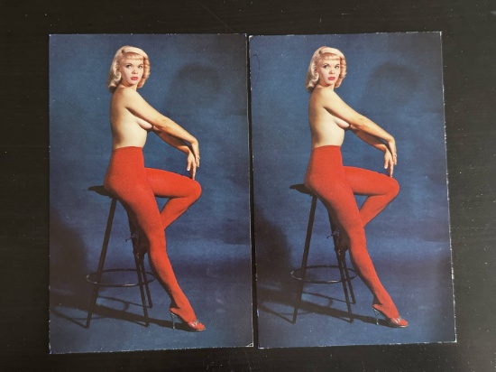 (2) Large Color "Candy Barr" Pin-Up Postcards.