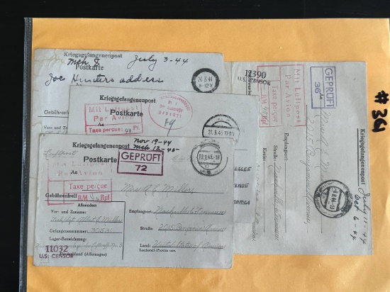 (4) Letters From U.S. P.OW. in German POW Camps/Stalags.