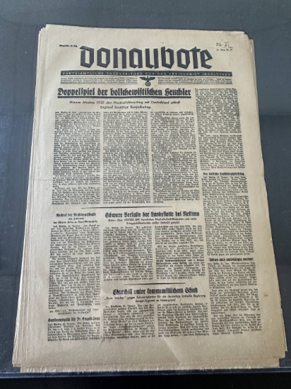 (6) WWII German Newspapers - City Official "Party" Newspapers