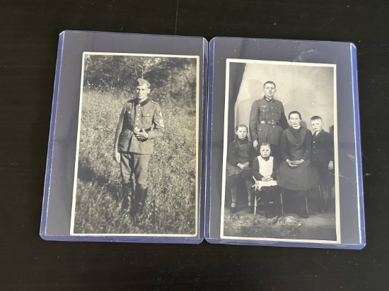 (2) WWII German Soldier Real Photo Postcards. RPPC portrait cards.