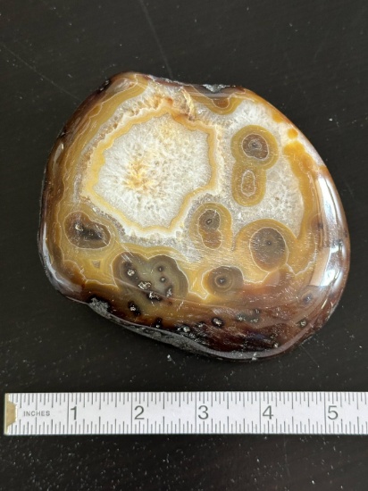 Large 4" x 5" Polished Agate. Face polished on one half. Beautiful!