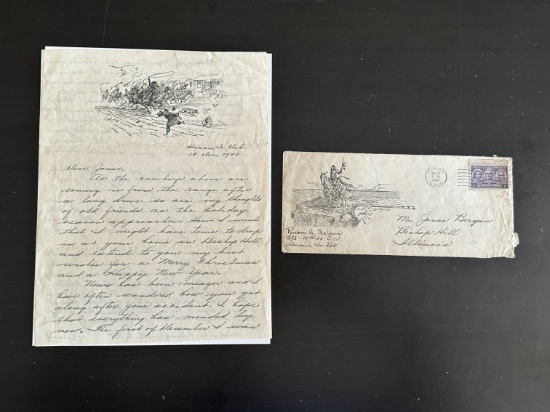 Antique Western Artist Charles Russell Stationery / Envelope.