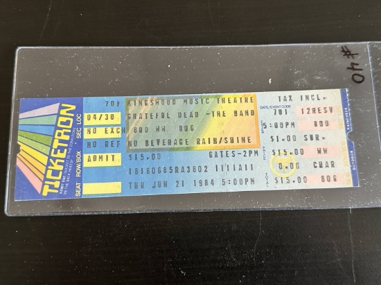 1984 Grateful Dead - The Band Unused Full Ticket.