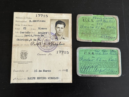 (2) 1930's USN Radio Operator ID Cards, Etc. (Pre-WWII)