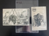 (2) Antique Trade Cards PT Barnum 