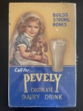 Antique Pevely Dairy Chocolate Drink Cardboard Sign.
