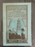 1936 CA Pacific Exposition Photo ID/Pass.