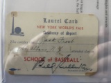 1939 World's Fair School of Baseball MLB Player Signed Card.