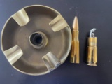 WWII Trench Art Ashtray with Cigarette Lighter Bullet.