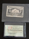 1892 Columbian Expo and 1905 Lewis & Clark Expo Ticket.