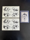 (3) Vintage WWII Propaganda Flyers of Pigs Being Turned Into Hitler, 2 are Completey Unused, 1 Folde