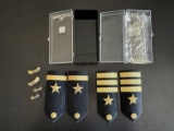 Vintage Navy Dress Shoulder Bars with Brass Pins See Pics