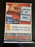 1940's Parker Fountain Pen Quink Cardboard Sign.