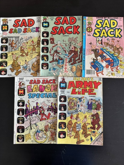 5 Issues. Sad Sad Sack World Harvey Comic #14. Sad Sack Harvey Comic #226 & #280. Sad Sack Laugh Spe