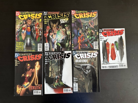 7 Issues. Identity Crisis DC Comics #1, #2, #3, #4, #5, #6, & #7.