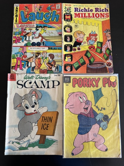 4 Issues. Laugh Archie Series Comics #279. Richie Rich Millions Harvey Comics #63. Walt Disney's Sca