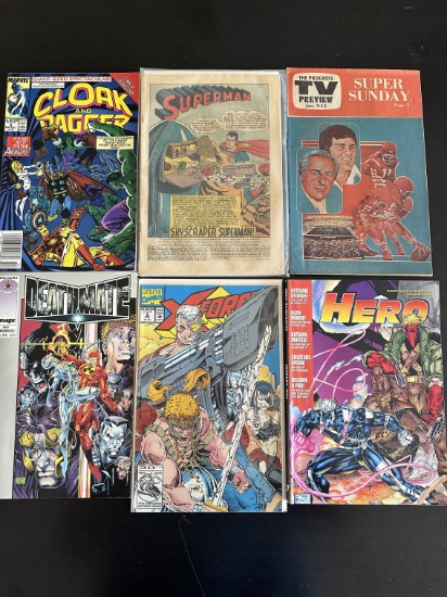 6 Issues. Cloak and Dagger Marvel Comic #9. Superman DC Comic. The Progress TV Preview Super Sunday.