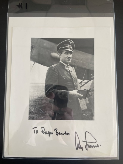 WWII Luftwaffe Ace Adolf Galland Signed Photo