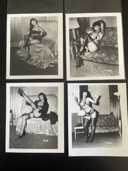 (3) Vintage Bettie Page B&W Pin-Up Photos