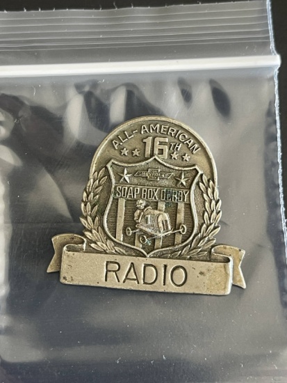 1954   RADIO   Soap Box Derby Press Pin