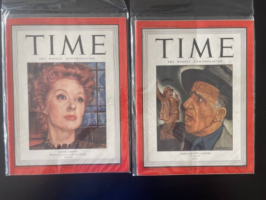 (2) WWI Time Magazines with Movie Star Covers