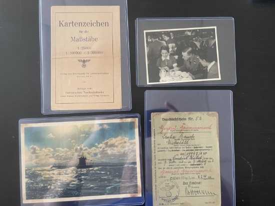 Lot of (4) WWII German Paper Items