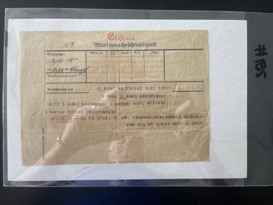 WWII German Naval Intelligence   Secret   Telegram