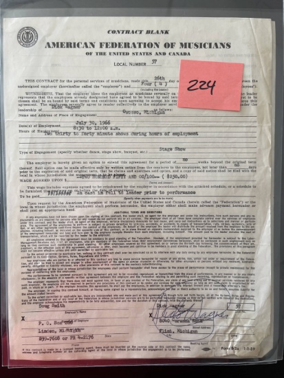 Dick Wagner Group of (2) 1966 Signed Contracts