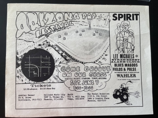 Arizona Pop Festival 1970 s Original Promotional Handbill