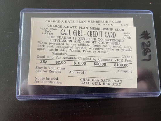 (2) 1940 s or 50 s Novelty   Call Girl   Credit Cards