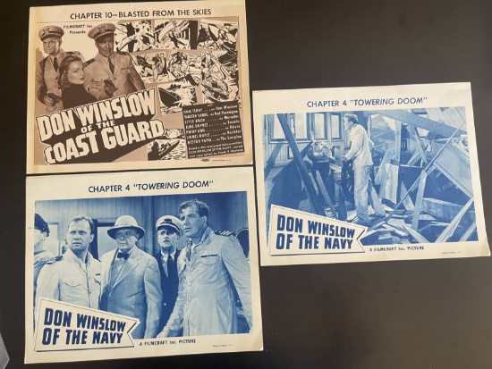 Don Winslow Group of (3) Original 1940 s Lobby Cards