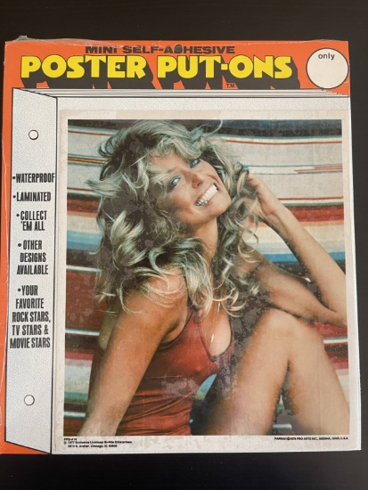 1977 Farrah Fawcett Poster Put-On Sticker in Original Package
