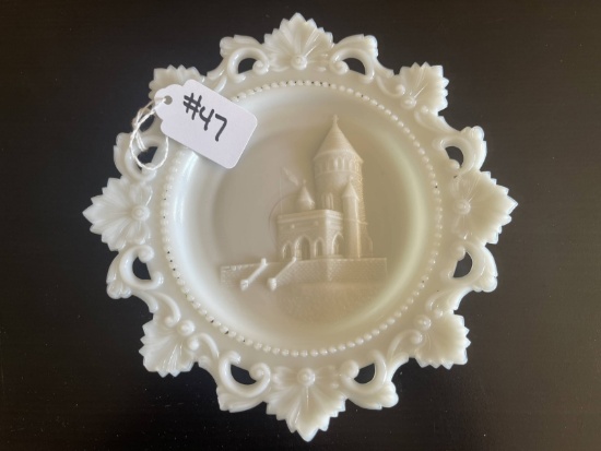 Antique Westmoreland Milk Glass Garfield Memorial Souvenir Plate