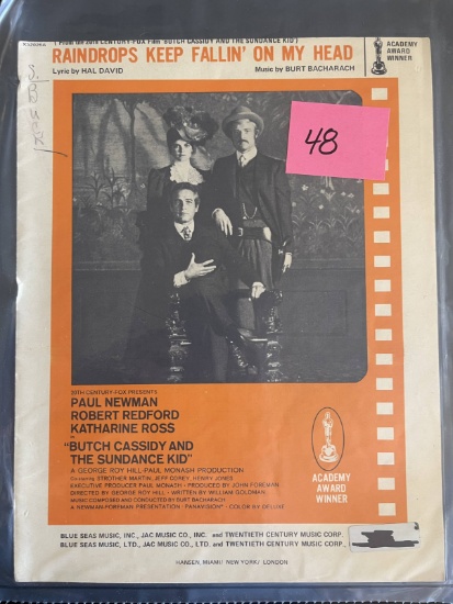 Butch Cassidy and the Sundance Kid Original 1968 Sheet Music