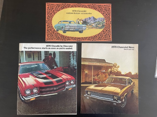 (3) 1970 Chevrolet Car Dealer Brochures